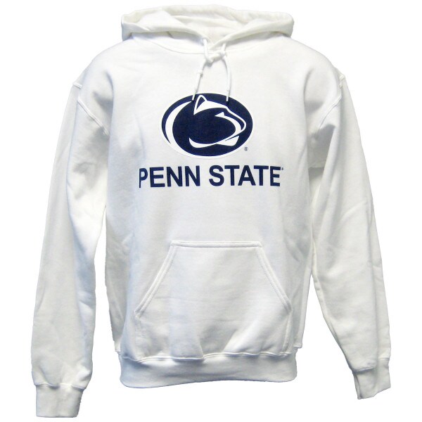 white hooded sweatshirt with Penn State below Athletic Logo